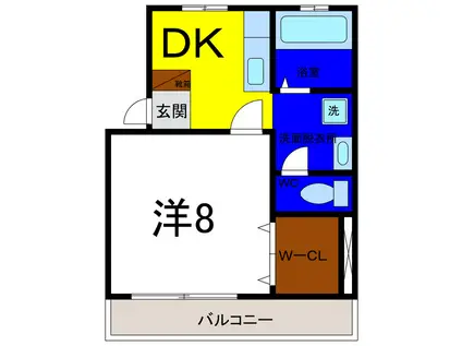 ブライトンフラットI(1DK/2階)の間取り写真