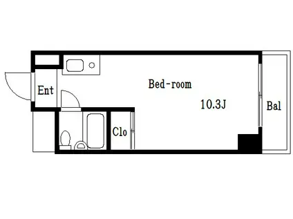 中銀亀戸マンション(ワンルーム/3階)の間取り写真