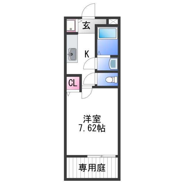 フジパレス福島(1K/1階)の間取り写真