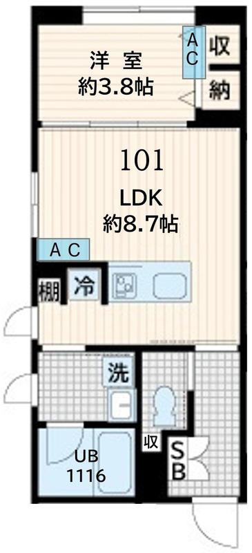 FULLEA恵比寿(1LDK/B1階)の間取り写真