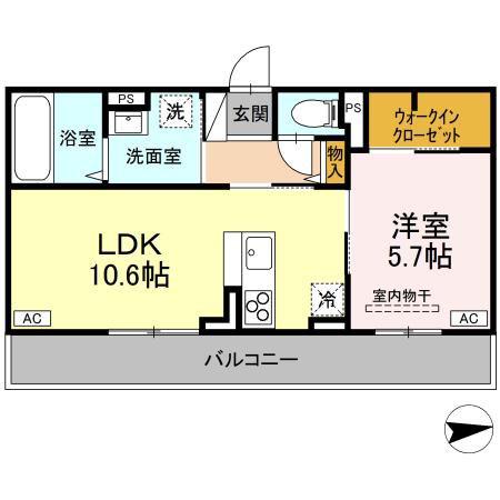 RESUA向中野 D棟(1LDK/3階)の間取り写真