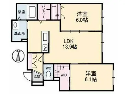 レガーロII(2LDK/1階)の間取り写真