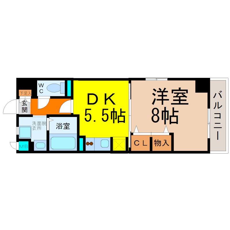 太閤通マンション(1DK/7階)の間取り写真