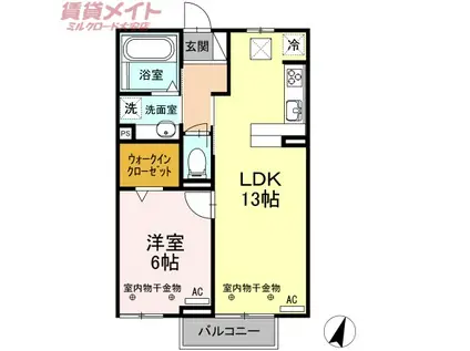 キートスマルカ A棟(1LDK/1階)の間取り写真