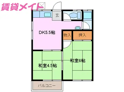 コーキア江場(2DK/1階)の間取り写真