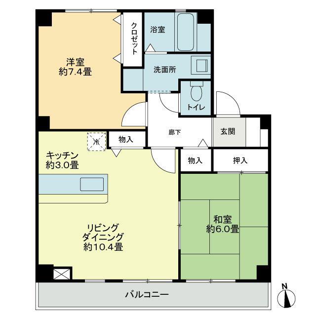 フォブール善導寺(2LDK/3階)の間取り写真