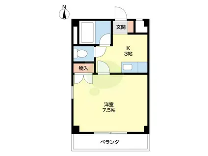 マンションニューハマⅢ.B棟(1K/3階)の間取り写真