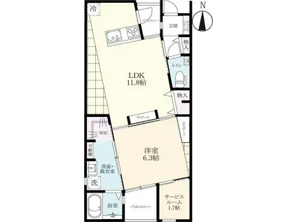 プレミアム高柳(1LDK/2階)の間取り写真