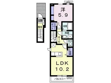 カメリア菅田(1LDK/2階)の間取り写真