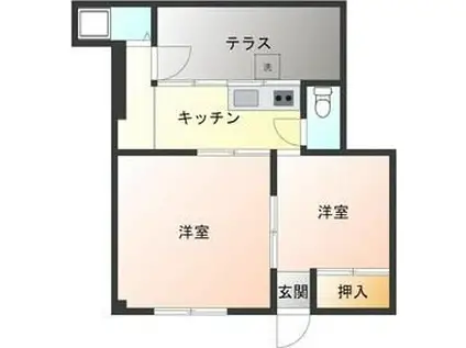 アースハイツI・II(2DK/1階)の間取り写真