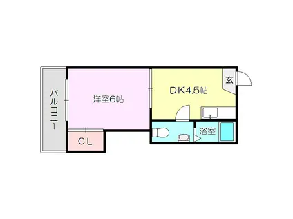 マツヤマンション(1DK/2階)の間取り写真