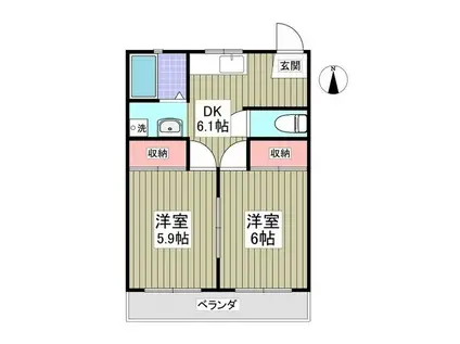 上里ハイツA(2DK/2階)の間取り写真