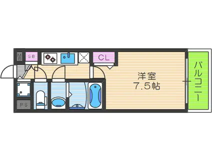 フォーリアライズ天神橋ルーチェ(1K/6階)の間取り写真