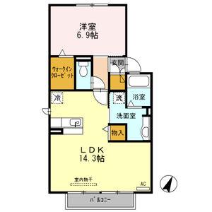 エーデルワイス苗代(1LDK/2階)の間取り写真
