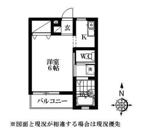 さくらハイツ新津(1K/1階)の間取り写真