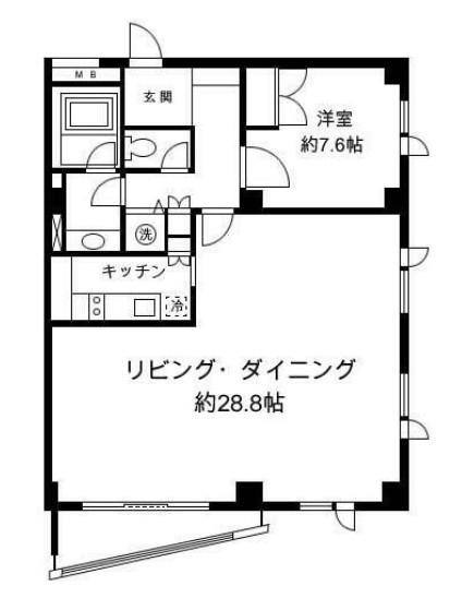 H&M南青山イースト(1LDK/2階)の間取り写真