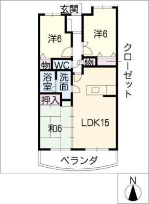 ラルゴ白壁(3LDK/8階)の間取り写真