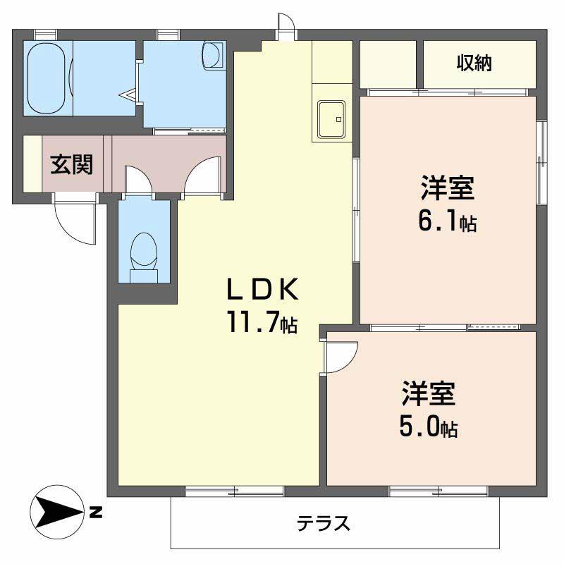 ヴィラソレイユ(2LDK/1階)の間取り写真