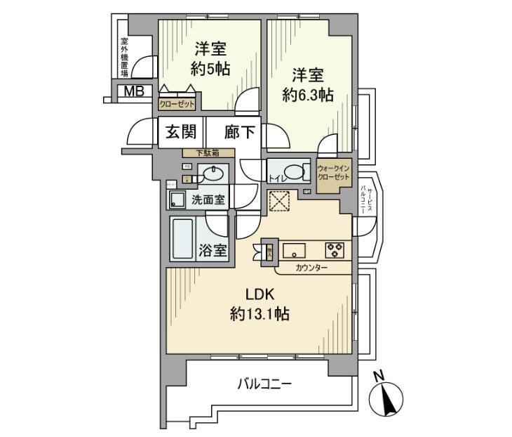 クレアシティ品川戸越(2LDK/11階)の間取り写真