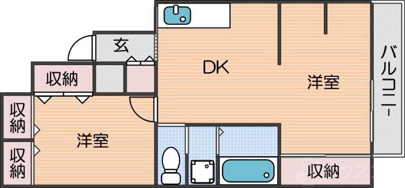 川瀬ビーンズハイツ(2DK/1階)の間取り写真