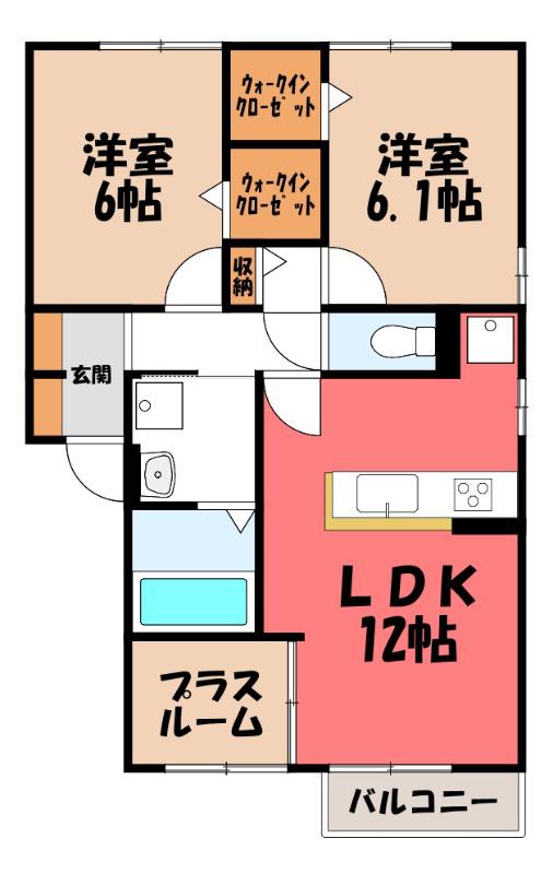アクセル ウエスト(2SLDK/2階)の間取り写真