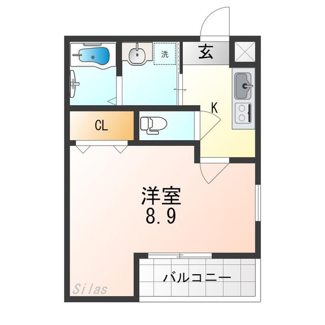 フジパレスソレイユII(1K/1階)の間取り写真