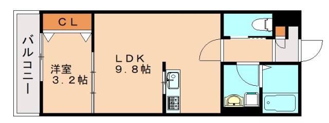 PATINA黒崎(1LDK/2階)の間取り写真