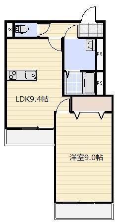 ルフレ L(1LDK/3階)の間取り写真