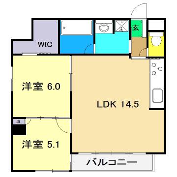 ビ・ウェル帯屋町(2LDK/2階)の間取り写真