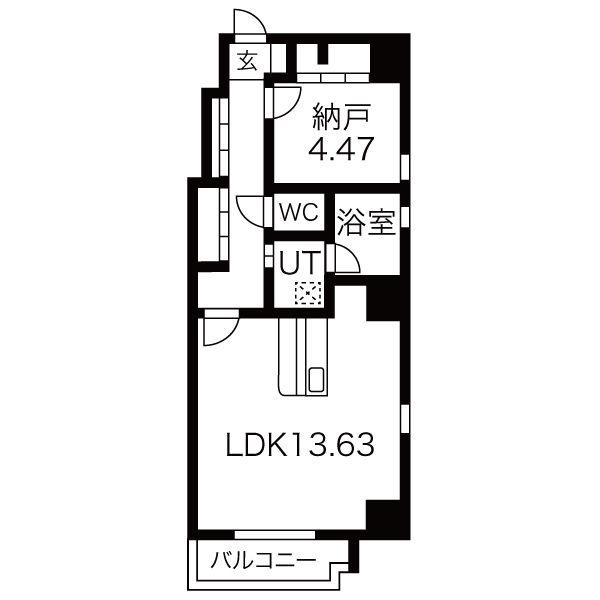 GHONMACHI(1LDK/3階)の間取り写真