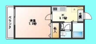 エスコート萩中(1K/2階)の間取り写真