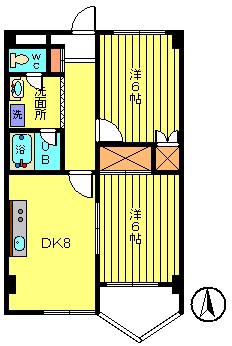 宇田川マンション(2DK/5階)の間取り写真
