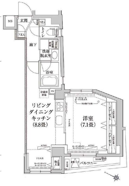ティモーネ プレミアム東十条(1LDK/7階)の間取り写真