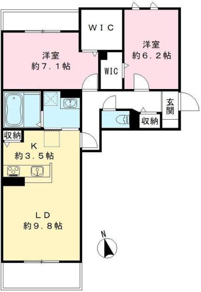 セリバ1 野洲市小篠原(2LDK/1階)の間取り写真