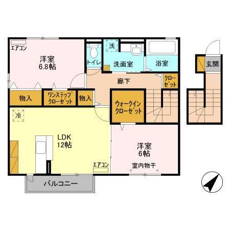 ラ・フルール A(2LDK/2階)の間取り写真