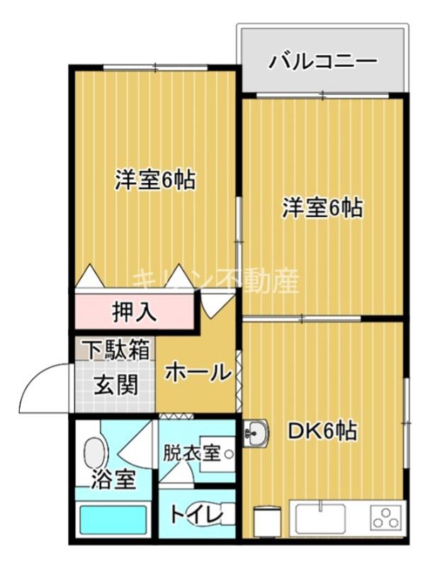 山崎ビル(2LDK/3階)の間取り写真