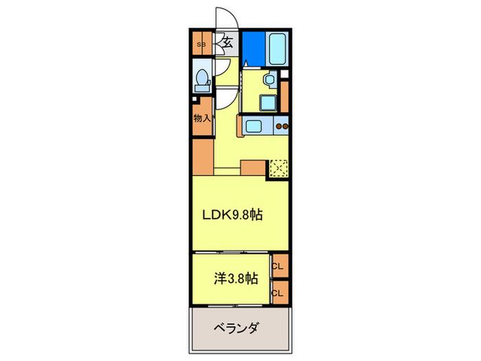 KDX清水レジデンス(1LDK/4階)の間取り写真