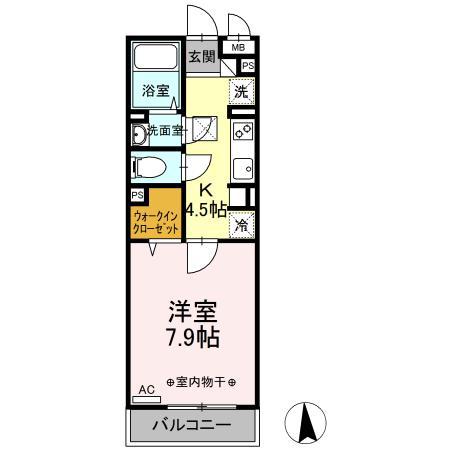 COSMO CITYII(1K/1階)の間取り写真