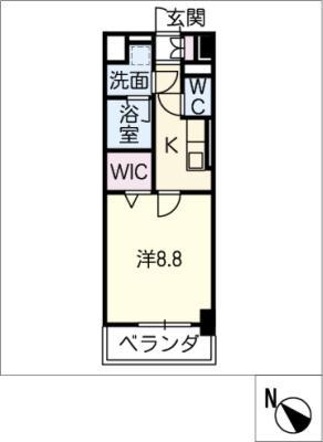 ジュネス四日市(1K/2階)の間取り写真