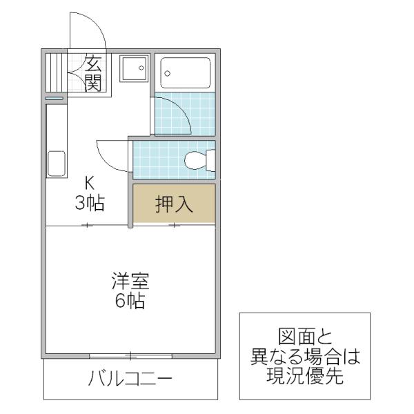 ロッジング金沢B(1K/2階)の間取り写真