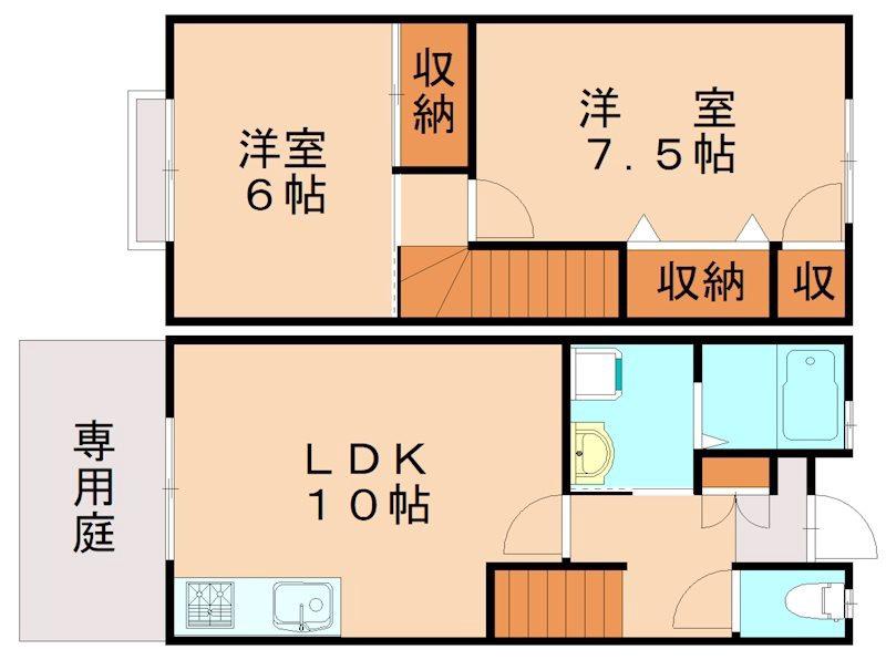 ヴァルト中尾I(2LDK/1階)の間取り写真