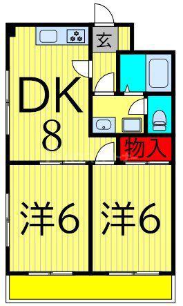 江藤マンション(2DK/6階)の間取り写真