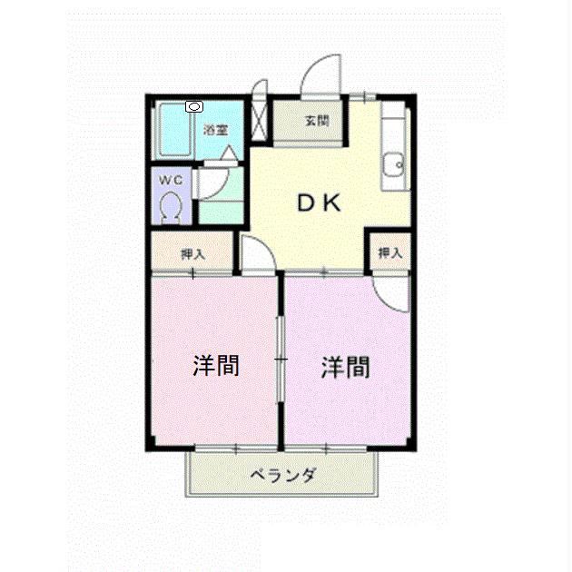 ハイツ粟野(2DK/1階)の間取り写真