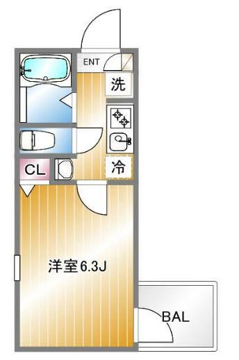 WING HANEDA(1K/2階)の間取り写真