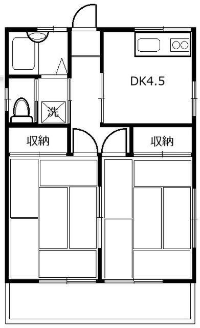 ユナイテッドハウス北本(2DK/2階)の間取り写真