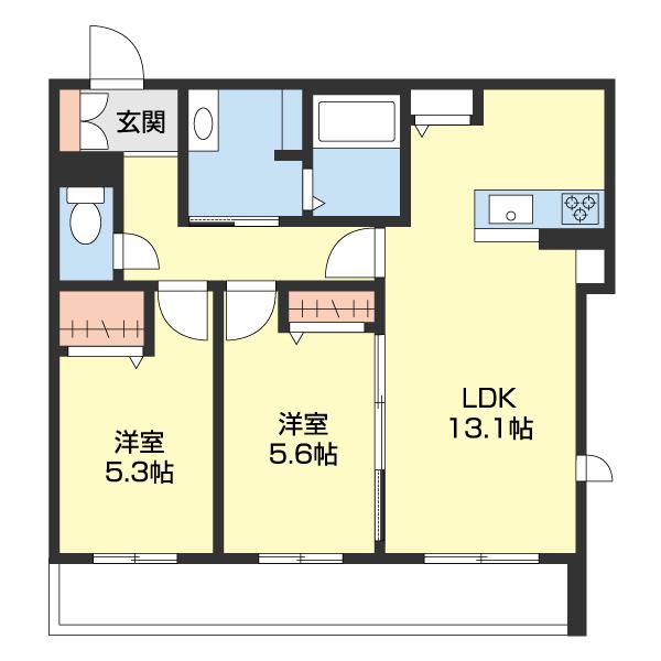 BEREO吹屋町(2LDK/3階)の間取り写真