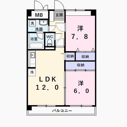 リバーサイドWILLOW(2LDK/2階)の間取り写真
