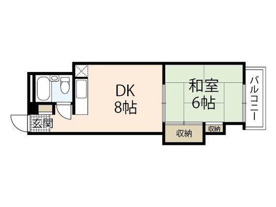 北原ビル(1DK/4階)の間取り写真