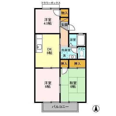 メゾンベールA(3DK/2階)の間取り写真