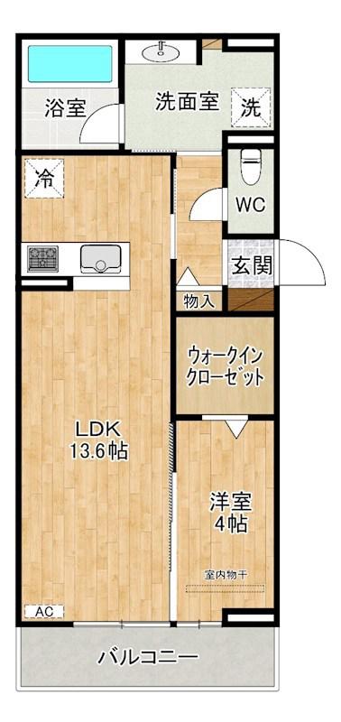 HABITAT YOSHINO(1LDK/2階)の間取り写真